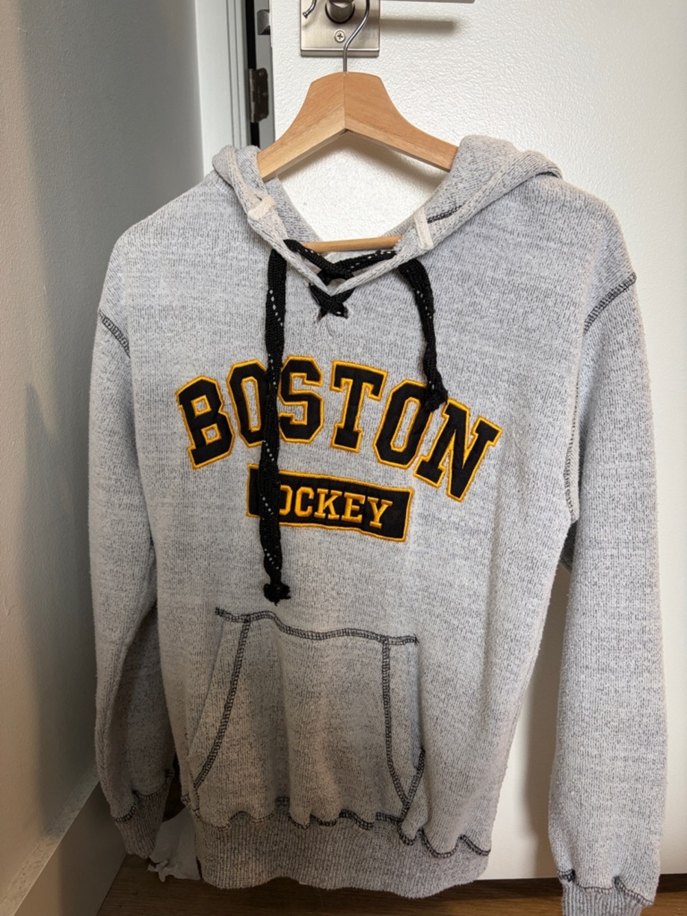 Boston Hockey Gray Crewneck Hooded Sweater